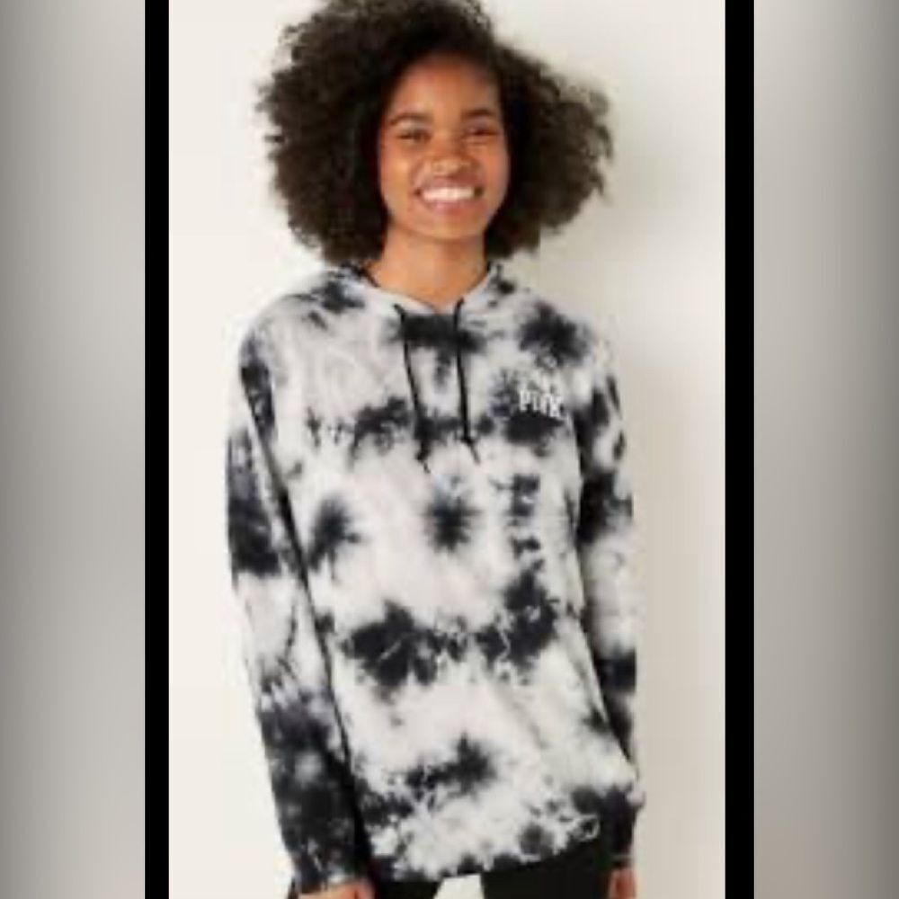 Victorias Secret PINK Varsity pullover black Tie Dye size XS